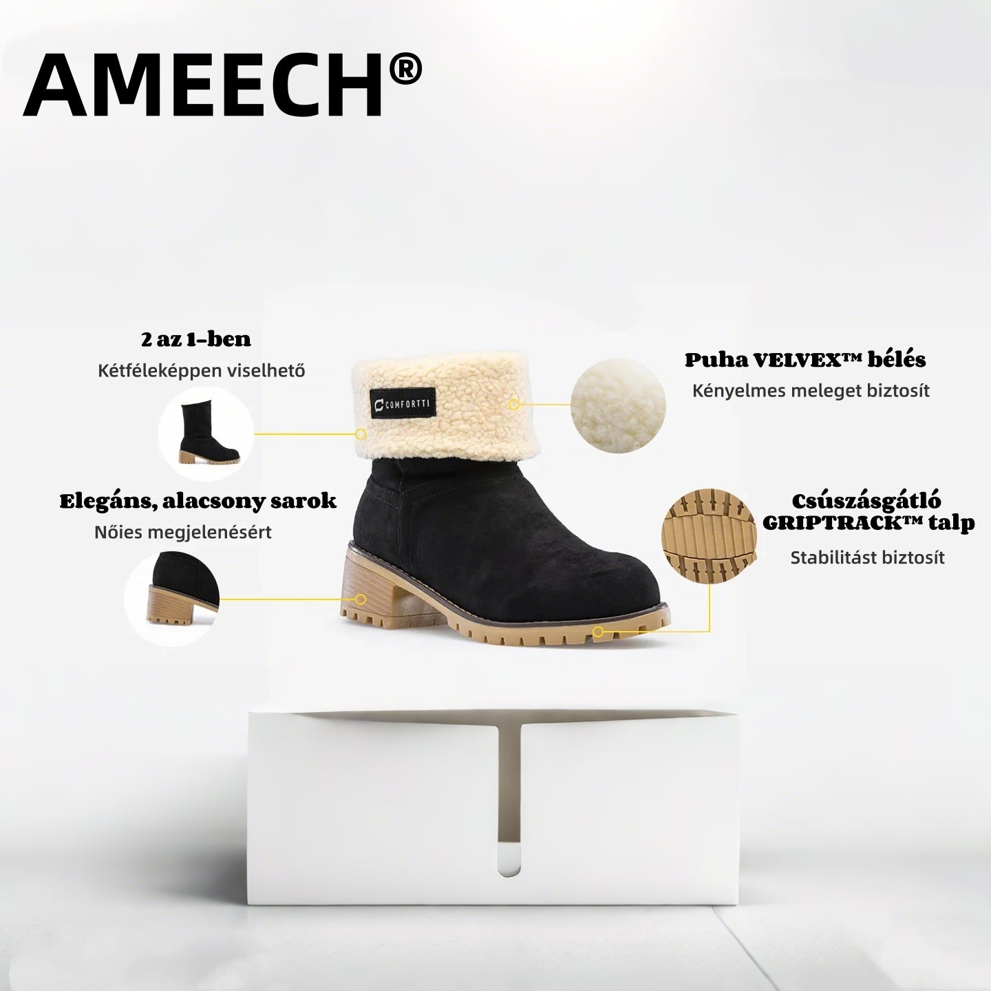 ⏰Mai különleges ajánlat: 50% kedvezmény – Ne hagyja ki｜Ergonómiailag tervezett, meleg téli csizma - prémium bőr + téli gyapjú bélés 👞