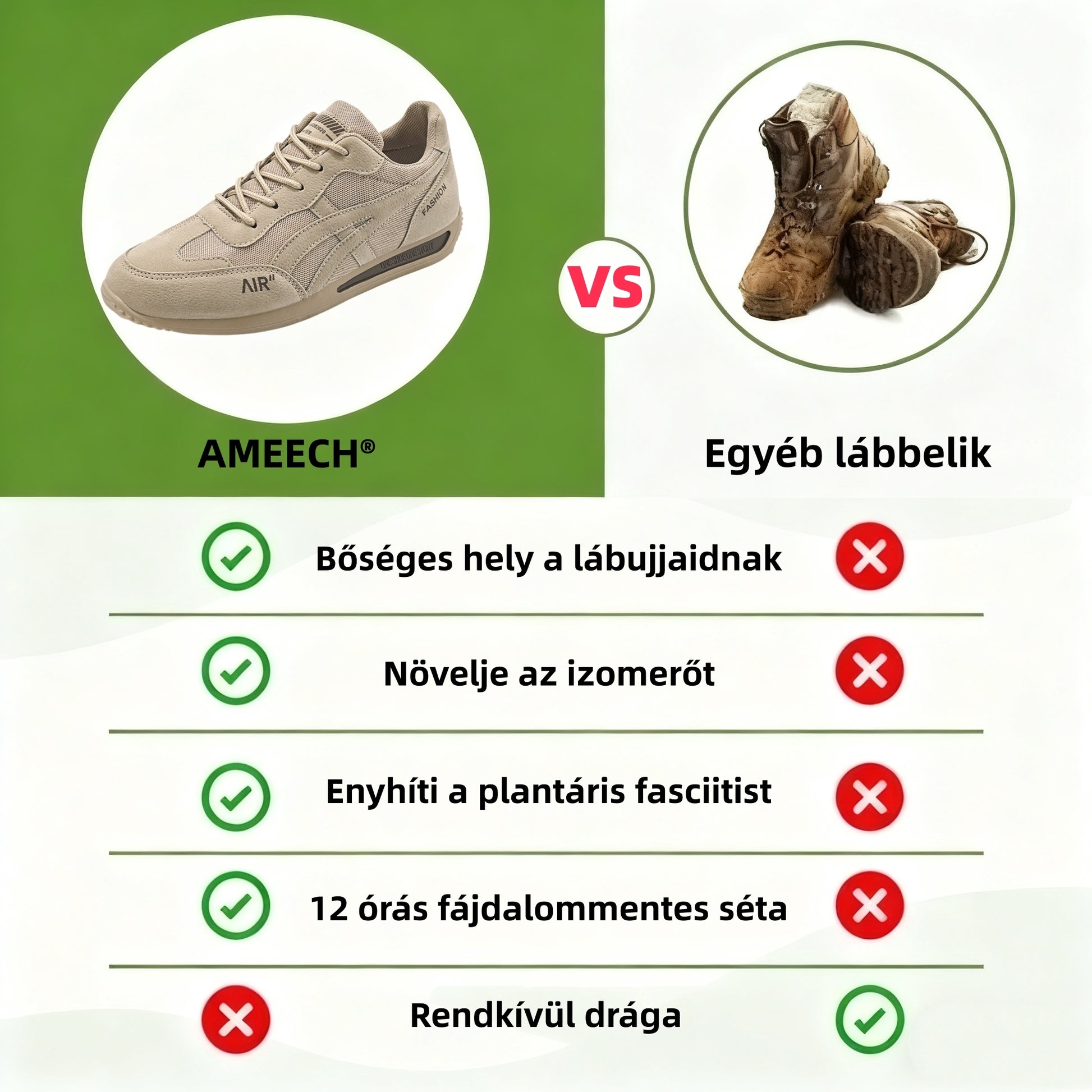 AMEECH® | Új termék a piacon, féláron, korlátozott ideig. Ergonomikus kialakítás, kiváló párnázottság és járáskorrekció.